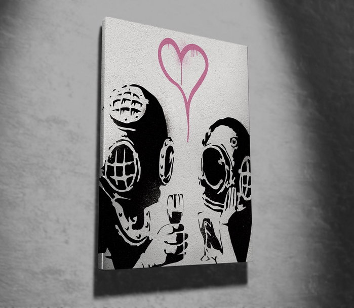 Wallity WY13 Banksy Lienzo Decorativo Enmarcado 50 x 70 cm